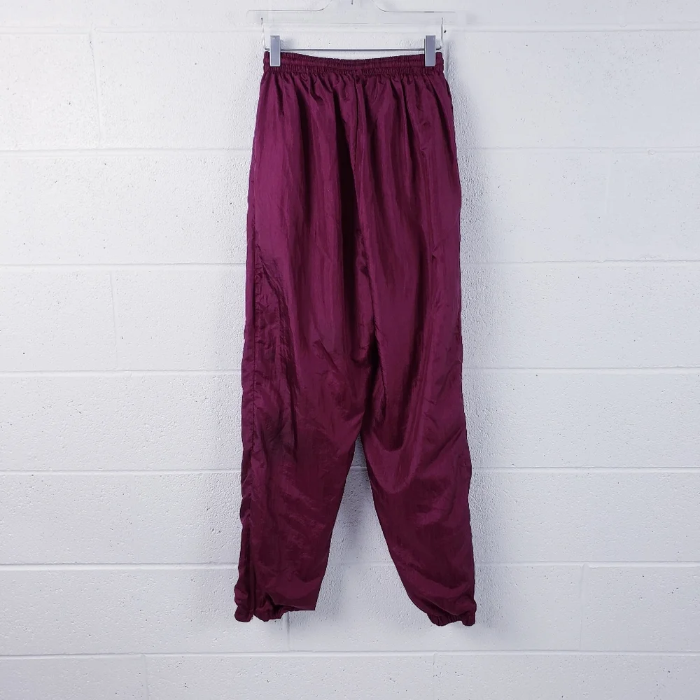 Vintage 80s Boho‎ Track Suit Swishy Purple Floral Geometric Pattern Medium - Picture 8 of 14